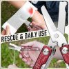 BIBURY Multitool EDC Rouge - Couteau Multifonction Compact avec Ciseaux, Brise-vitre, Tournevis, Lime - Gadget Essentiel et Cadeau Idéal pour Homme