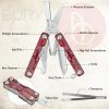 BIBURY Multitool EDC Rouge - Couteau Multifonction Compact avec Ciseaux, Brise-vitre, Tournevis, Lime - Gadget Essentiel et Cadeau Idéal pour Homme