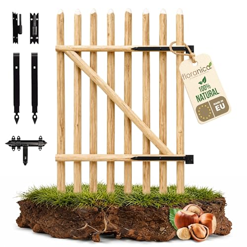 Floranica Portillon Rustique en Noisetier - 50 cm x 100 cm - Prêt à Poser pour Clôtures et Jardins