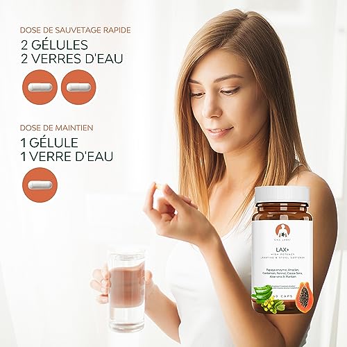 LAX+ Laxatif Puissant : Soulage Constipation, Ballonnements et Gaz avec Formule Végétale 7-en-1