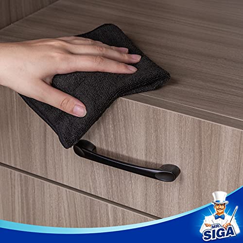 MR.SIGA 12 Chiffons Microfibre Ultra Doux Noir - Nettoyage Sans Rayures et Haute Absorption