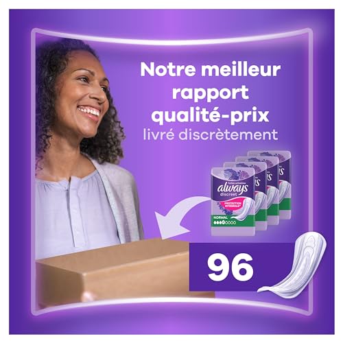 Always Discreet Serviettes Incontinence Normal - 96 Unités - Protection Discrète et Sûre pour Femmes