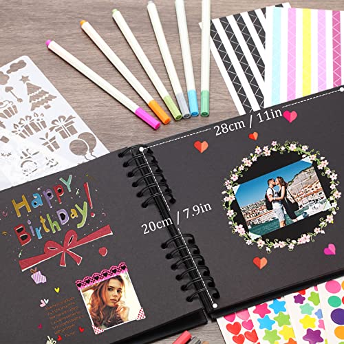 Album Photo Traditionnel Scrapbook 80 Pages DIY Noir - Idée Cadeau Original