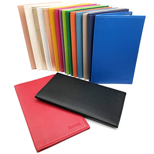 Étui Portefeuille Chequier Talon en Haut en Cuir Vachette Fuchsia - Charmoni Louis