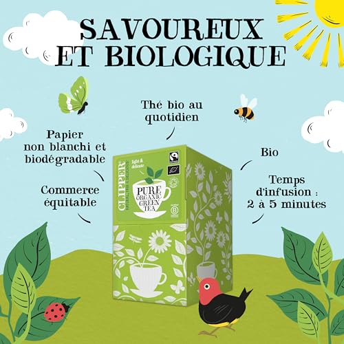 CLIPPER - Thé Vert Bio Léger et Rafraîchissant - Maxi Format Professionnel - 250 Sachets