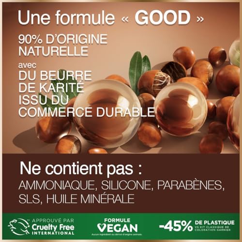 Garnier GOOD Coloration Permanente Sans Ammoniaque Châtain Très Clair Mocaccino 6.0 - 90% Ingrédients Naturels, Vegan, Beurre de Karité