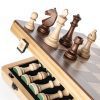Jeu d'échecs magnétique pliable en bois A&A - 38,1 cm, pièces Staunton 7,6 cm, boîte en pin avec incrustation noyer/érable