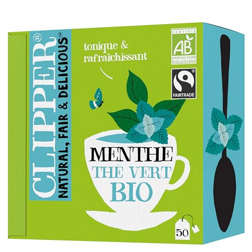 CLIPPER Thé Vert Menthe Bio - 50 Sachets - Infusion Naturelle et Délicieuse