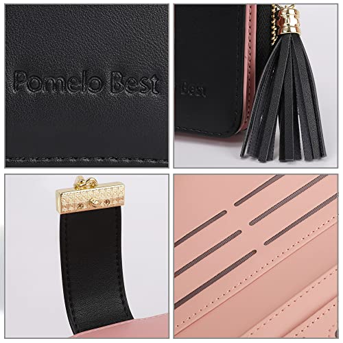 Pomelo Best Portefeuille Femme Cuir PU - Porte Monnaie Spacieux avec 12 Emplacements Cartes, Protection RFID, Design Classique Noir
