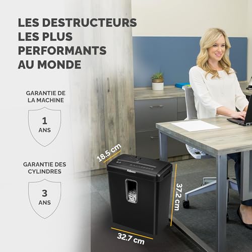 Fellowes Powershred FS-6C : Destructeur de documents P-4, coupe croisée, 6 feuilles, 15L