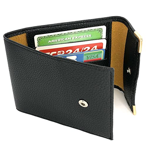 Porte-chéquier Charmoni Long en Cuir Vachette - Compact, Pliant, 3 Emplacements Cartes