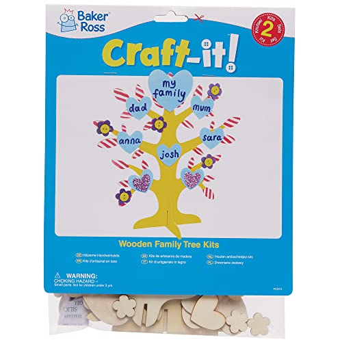 Baker Ross Kits d'Arbre Généalogique en Bois pour Enfants - Lot de 2, Loisirs Créatifs DIY