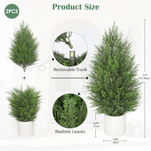 Lot de 2 Cyprès Artificiels 90cm - Décoration Intemporelle Intérieur/Extérieur