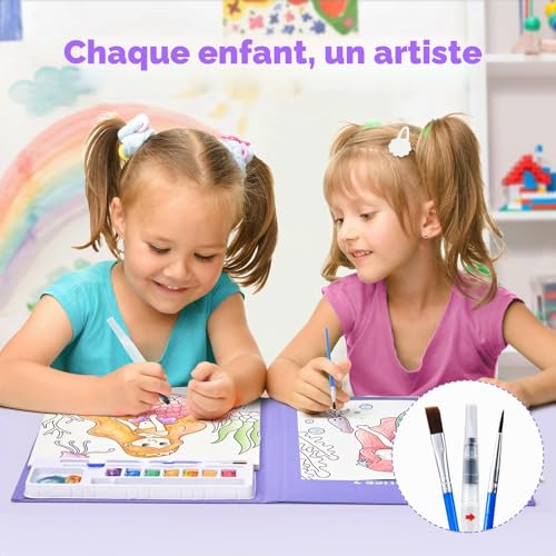 JoyCat Livre de coloriage à l'eau pour tout-petits 3-8 ans - Kit aquarelle créatif et éducatif
