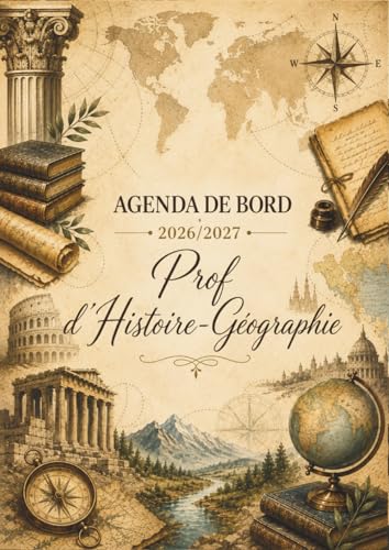 Agenda Scolaire 2026/2027 pour Professeur d'Histoire-Géographie EMC - Format A4, 18 Classes, Cahier de Notes et Planificateur Hebdomadaire