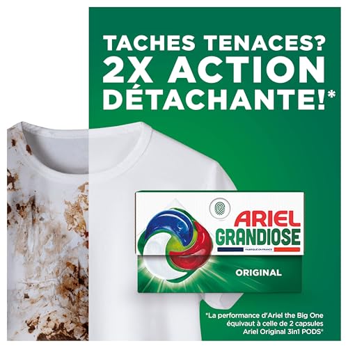 Ariel PODS Grandiose Original : Lessive Puissante, 46 Lavages, Dissolution Rapide, Idéale pour Linge Mixte, Fabriquée en France