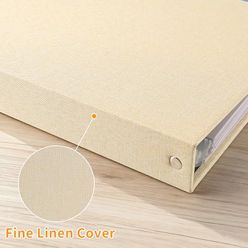 Album Photo Scrapbooking DIY avec Couverture en Lin Beige et 20 Pochettes - Idéal pour Cadeaux Mariage, Anniversaire, Voyage
