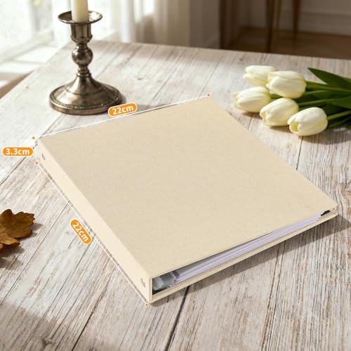 Album Photo Scrapbooking DIY avec Couverture en Lin Beige et 20 Pochettes - Idéal pour Cadeaux Mariage, Anniversaire, Voyage