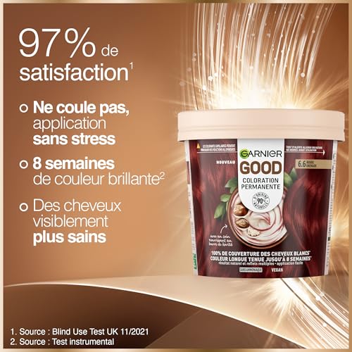 Garnier GOOD Blond Doré Caramel 7.33 - Coloration Permanente Sans Ammoniaque, 90% d'Ingrédients Naturels, Beurre de Karité, 100% Couverture Cheveux Blancs