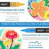 NICETY 72 Feutres Acryliques à Pointe Pinceau - Marqueurs Peinture Multi-Supports pour Artistes et Débutants