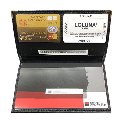 LOLUNA® Porte-chéquier Talon en Haut avec Étui Carte RFID - Portefeuille Compact en Cuir Noir