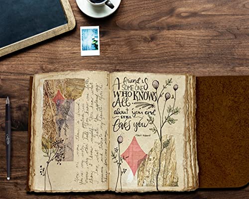 Journal en Cuir Vintage Wanderings 13x18 cm - Carnet Relié Main à Pages Irrégulières