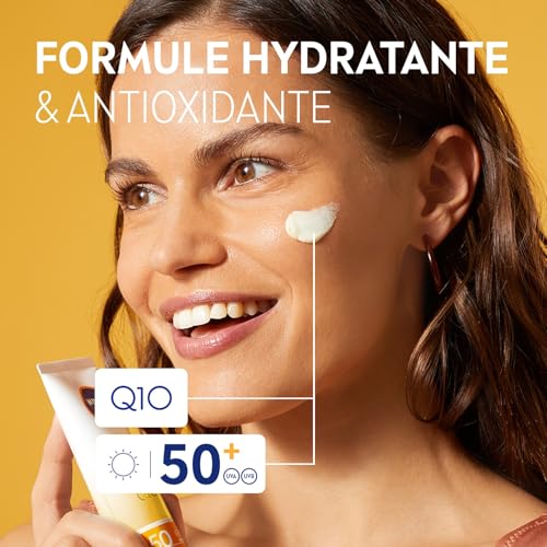 NIVEA SUN Crème UV Visage Anti-Âge Q10 FPS 50 - Protection Solaire UVA/UVB & Lumière Bleue - Prévient Le Vieillissement Cutané - 50 ml