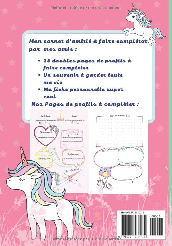 Carnet d'amitié Licorne : Journal Secret pour Filles de 7 à 12 ans - Cahier Souvenir à Remplir avec Copines et Meilleures Amies BFF