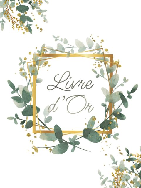 Livre d'Or Feuillage Élégant : Mariage, Baptême, Anniversaire | 100 Pages A4 Rigide | Thème Naturel Eucalyptus Vert, Blanc, Or