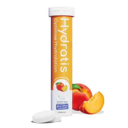 HYDRATIS Pastilles Effervescentes Pêche - Optimisation Hydratation, Riche en Minéraux - 20 Pastilles