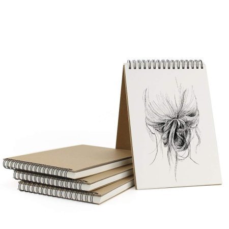 VEESUN Carnet de Dessin A5 Lot de 4 - Couverture Rigide, Spirale, Papier 160GSM 60 Pages Blanches Idéal Crayon, Stylo, Aquarelle