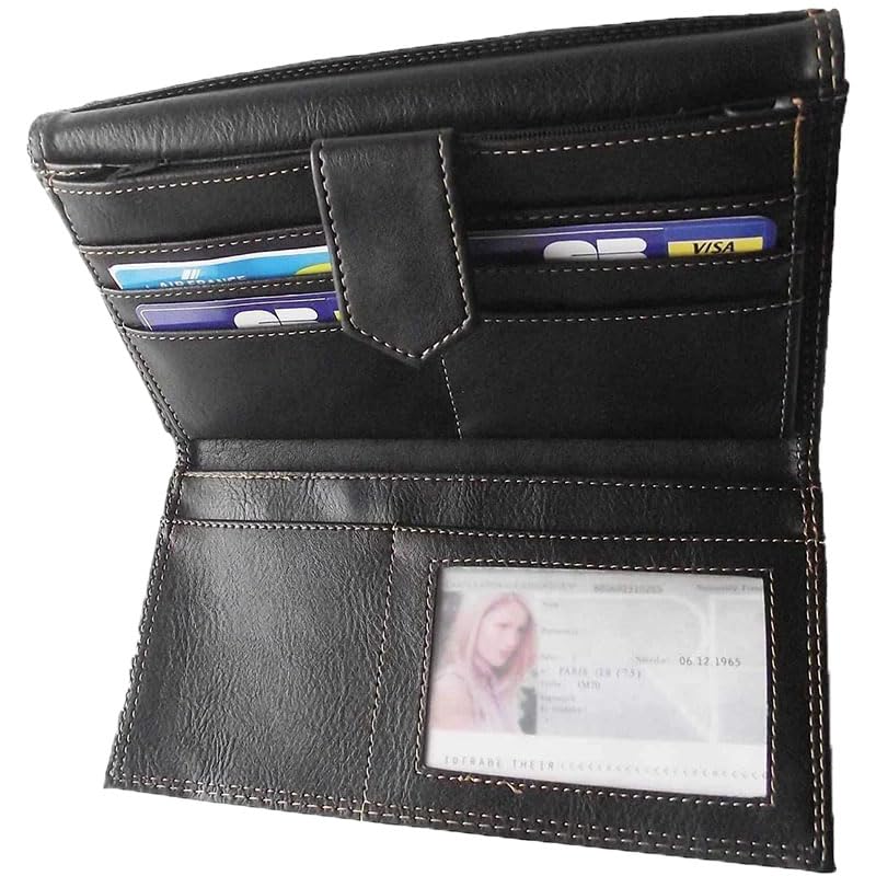 Syl'la Compagnon Tout-en-Un : Porte-chéquier Noir en Simili Cuir Personnalisable avec Motifs