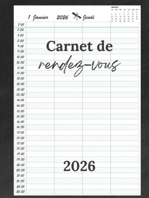 Carnet de Rendez-vous Coiffeur 2026 : Agenda Journalier A4 avec Plage Horaire Détaillée