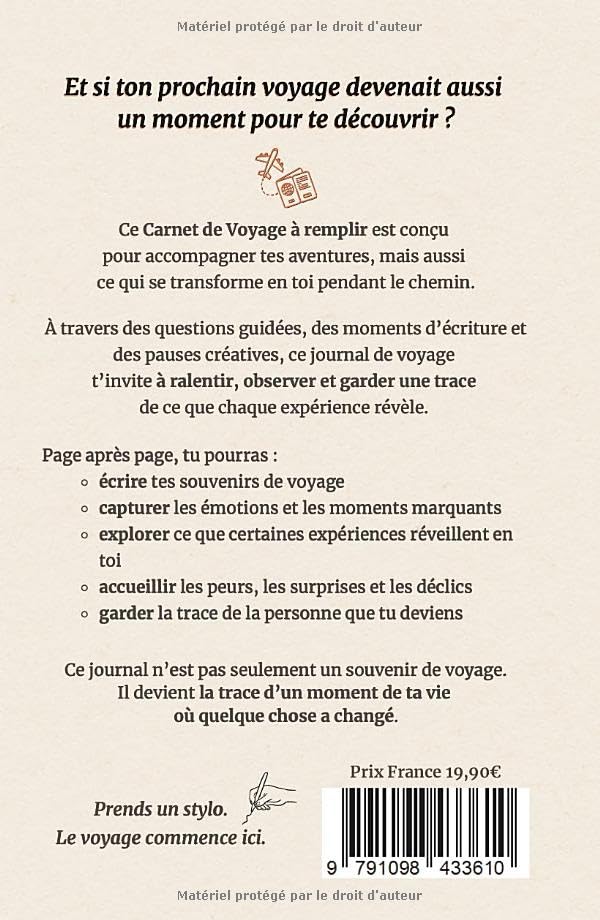 Carnet de Voyage à Remplir : Journal Intime pour Capturer Souvenirs et Émotions d'Aventure