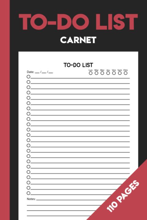 Carnet To Do List : Organisez vos tâches quotidiennes et restez motivé - Format A5, 110 pages