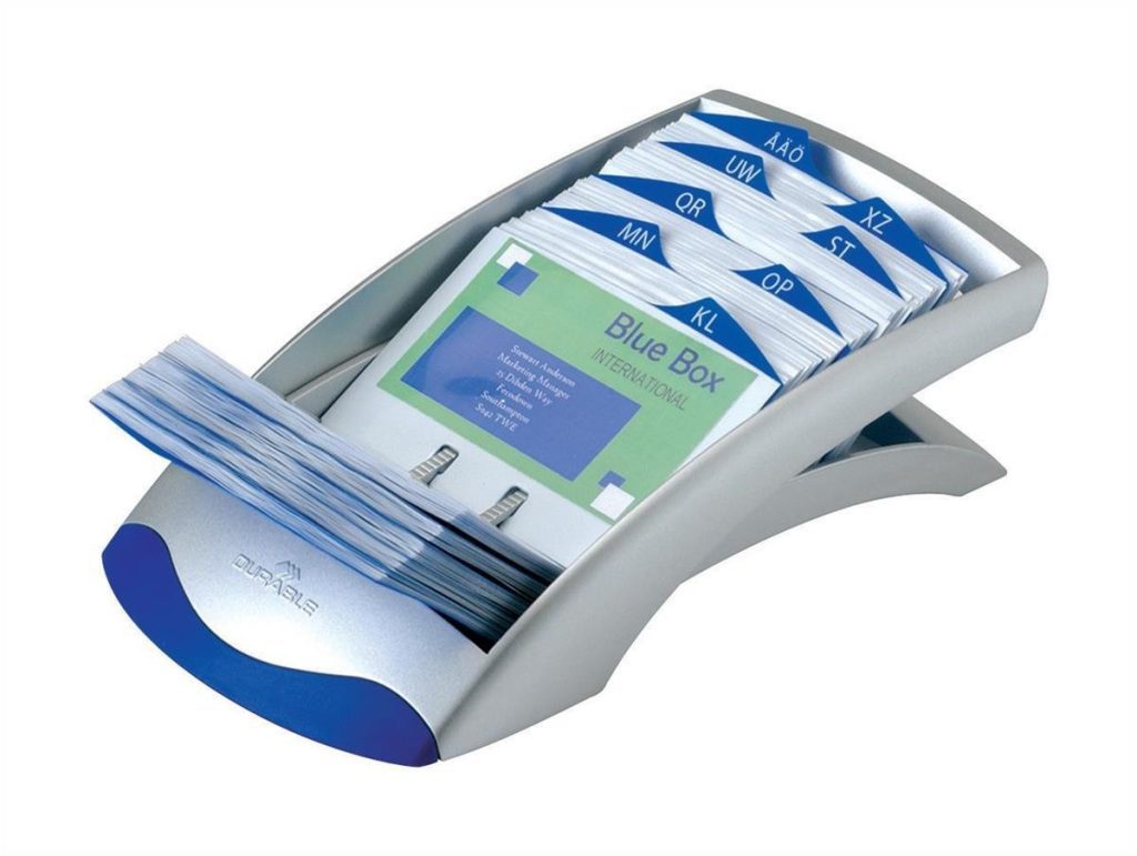 Classeur Fichier Linéaire Durable Visifix Desk pour Cartes de Visite - Argent/Bleu