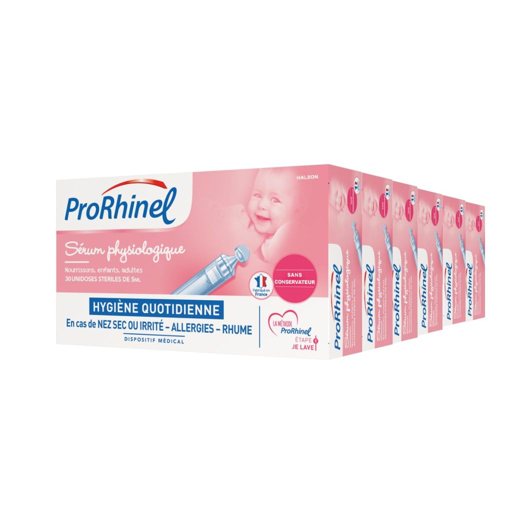 PRORHINEL Sérum Physiologique Stérile - Lavage Nasal, Hydratation Nez Sec/Irrité, Allergies, Rhume - Lot de 6 x 30 Unidoses