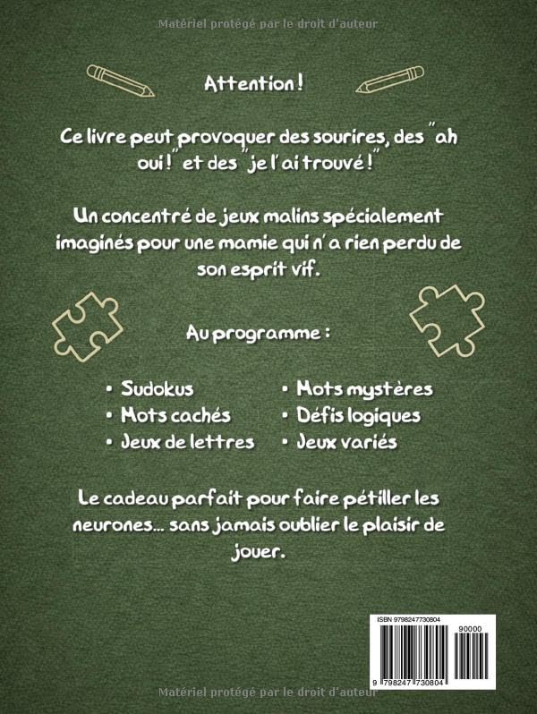 Jeux Malins pour Mamie Brillante: Le coffret cadeau idéal pour stimuler l'esprit des seniors avec des activités ludiques et adaptées