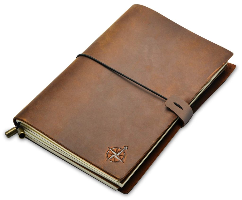 Carnet de Voyage en Cuir A5 Wanderings - Journal Rechargeable Fait Main, Idéal pour Écrivains et Voyageurs