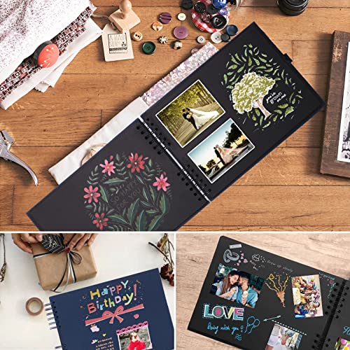 Album Photo Traditionnel Scrapbook 80 Pages DIY Noir - Idée Cadeau Original