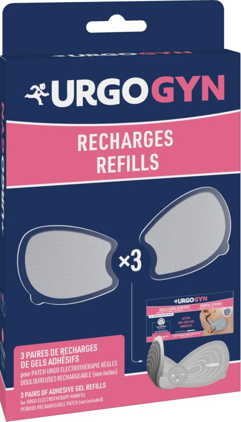 URGOGYN - Recharges Gel Adhésif pour Patch Électrothérapie Règles Douloureuses - Pack 3 Paires