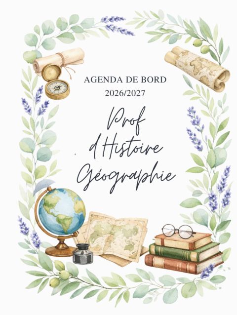 Agenda Scolaire 2026/2027 pour Professeur d'Histoire-Géographie EMC - Format A4, Cahier de Notes pour 18 Classes
