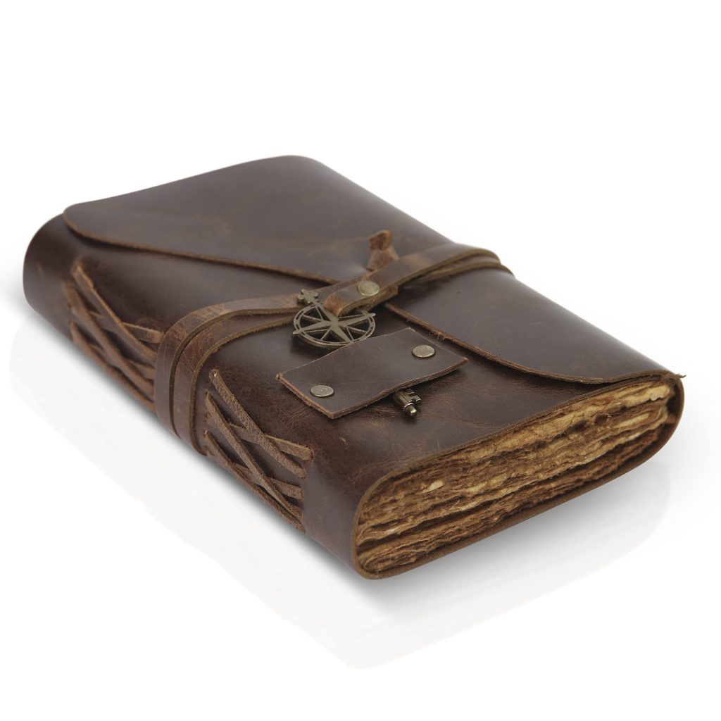 Journal en Cuir Vintage Wanderings 13x18 cm - Carnet Relié Main à Pages Irrégulières