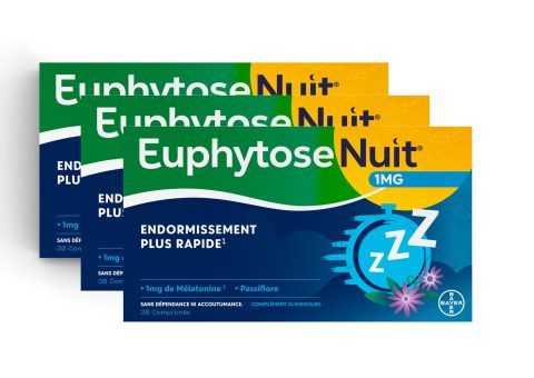 EuphytoseNuit - Complément alimentaire pour adultes - 90 comprimés pour un sommeil réparateur et un endormissement rapide