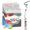 Arrtx 90 Marqueurs Acryliques Couleur Pointe Pinceau - Idéal Artistes Adultes Peinture Roche Bois Toile Loisirs Créatifs