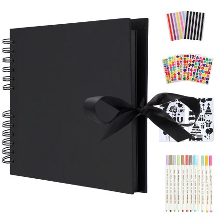 Album Photo Traditionnel Scrapbook 80 Pages DIY Noir - Idée Cadeau Original