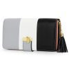 Portefeuille Pomelo Best Femme - Cuir Synthétique, Rayé Gris/Noir, Design Moderne et Spacieux