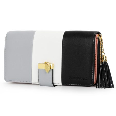 Portefeuille Pomelo Best Femme - Cuir Synthétique, Rayé Gris/Noir, Design Moderne et Spacieux