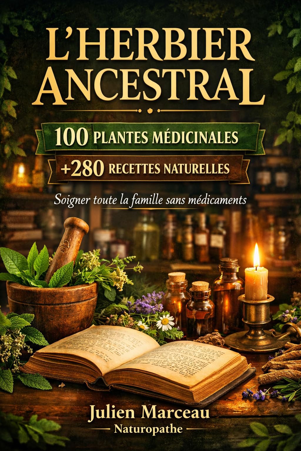 L'Herbier Ancestral : 100 Plantes Médicinales et 280 Recettes Naturelles pour Soigner Toute la Famille