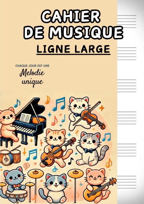 Cahier de Musique A4 pour Enfants : Portées Larges, Pages Numérotées, Idéal pour Apprendre le Solfège